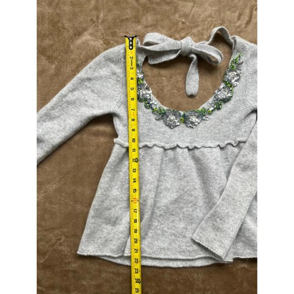 Free People Angora/Wool Gray Open Back Sequins Sweater Women’s Size Small - Picture 7 of 7